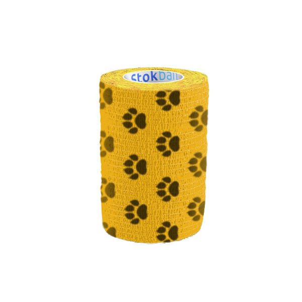 Stokban elastický samolepiaci obväz 7,5 cm x 4,5 m – rôzne farby - Žltá s labkami