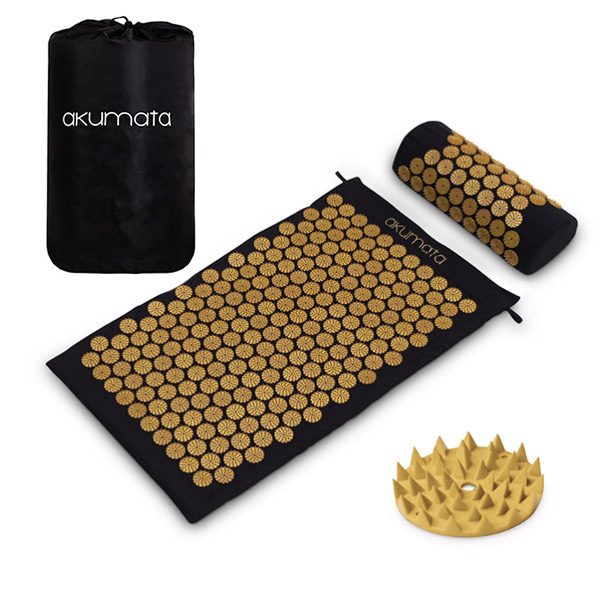 STANDARD AKUMATA - akupresúrna podložka s vankúšom - Čierno - zlatá