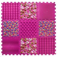 Masážna ortopedická podložka Puzzle "Mix" 9 prvkov Ružová
