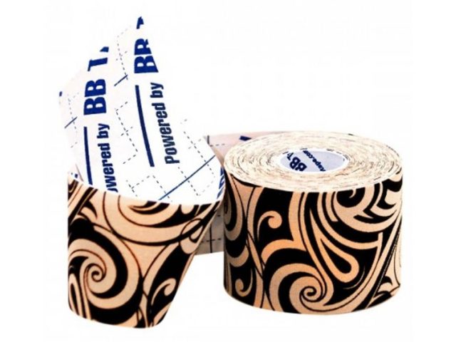 BB Tape s dizajnom tetovanie - kineziologický tejp 5cm x 5m - rôzne farby - Hnedá